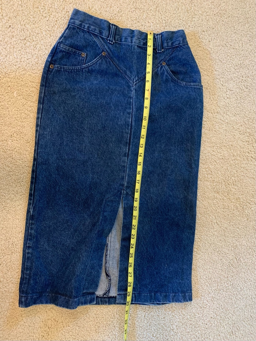 VTG Blue Denim Yoke Midi Skirt - Made in USA - Small - Picture 5 of 12